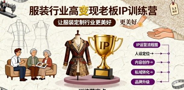 服装行业：高变现老板IP训练营，让服装定制行业更美好-AI创作学习-提示词应用-短视频玩法野草AI资源学习网