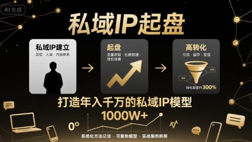 私域IP起盘，私域ip建立、起盘、高转化，打造年入千万的私域ip模型-AI创作学习-提示词应用-短视频玩法野草AI资源学习网