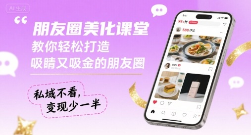 朋友圈美化课堂,教你轻松打造,吸睛又吸金的朋友圈,私域不看,变现少一半