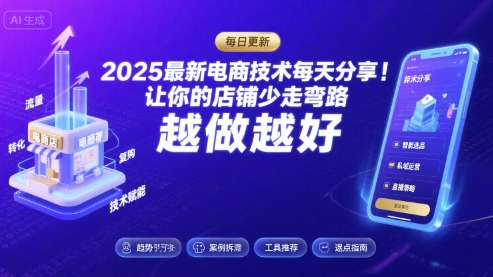 2025最新电商技术每天分享，让你的店铺少走弯路，越做越好(更新8月)-AI创作学习-提示词应用-短视频玩法野草AI资源学习网