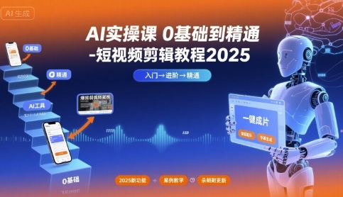AI实操课0基础到精通-短视频剪辑教程2025-AI创作学习-提示词应用-短视频玩法野草AI资源学习网