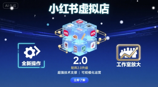 小红书虚拟店矩阵2.0，全新操作，超强技术，可工作室放大-AI创作学习-提示词应用-短视频玩法野草AI资源学习网