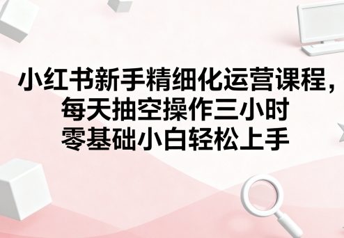 小红书新手精细化运营课程，每天抽空操作三小时，零基础小白轻松上手-AI创作学习-提示词应用-短视频玩法野草AI资源学习网