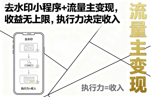 去水印小程序+流量主变现，收益无上限，执行力决定收入-AI创作学习-提示词应用-短视频玩法野草AI资源学习网