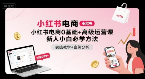 小红书电商0基础+高级运营课，新人小白必学方法，实操教学+案例分析-AI创作学习-提示词应用-短视频玩法野草AI资源学习网
