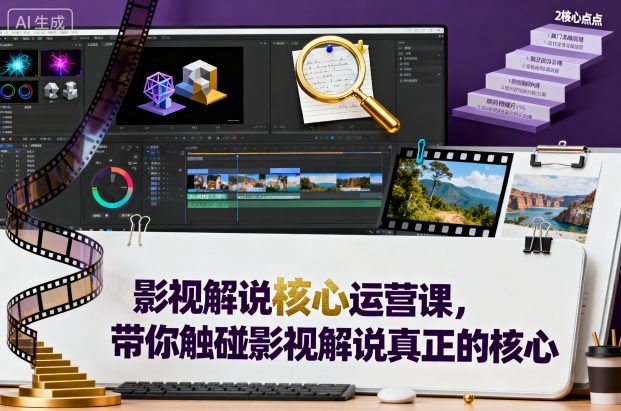 影视解说核心运营课，带你触碰影视解说真正的核心-AI创作学习-提示词应用-短视频玩法野草AI资源学习网