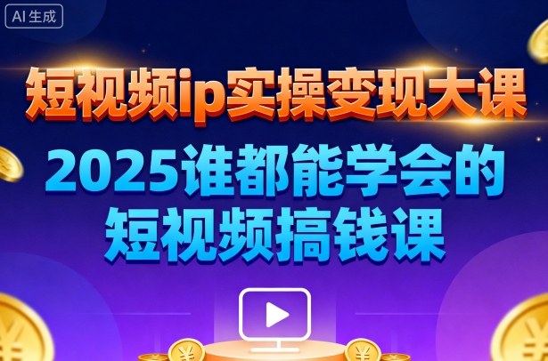 短视频ip实操变现大课，7月26-27日广州站线下课-AI创作学习-提示词应用-短视频玩法野草AI资源学习网