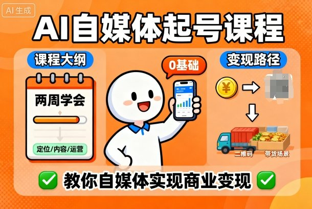 AI自媒体起号课程，0基础小白两周学会，教你自媒体实现商业变现-AI创作学习-提示词应用-短视频玩法野草AI资源学习网