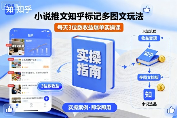小说推文知乎标记多图文玩法，每天3位数收益爆单实操课-AI创作学习-提示词应用-短视频玩法野草AI资源学习网