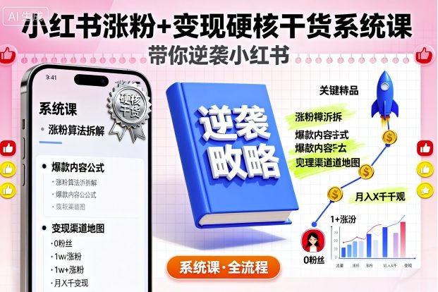 图片[2]-AI创作学习-提示词应用-短视频玩法老夏：小红书涨粉+变现硬核干货系统课，带你逆袭小红书-AI创作学习-提示词应用-短视频玩法野草AI资源学习网