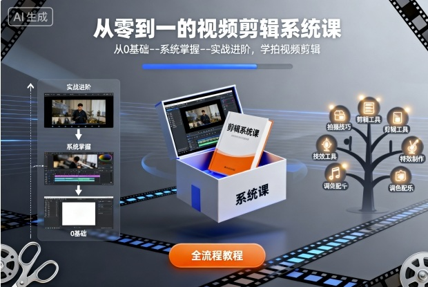 六斗米：从零到一的视频剪辑系统课，从0基础–系统掌握–实战进阶-AI创作学习-提示词应用-短视频玩法野草AI资源学习网