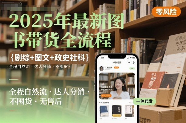 2025年最新图书带货全流程，剧综+图文+政史社科，全程自然流-AI创作学习-提示词应用-短视频玩法野草AI资源学习网