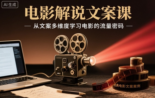 电影解说文案课，从文案多维度学习电影的流量密码-AI创作学习-提示词应用-短视频玩法野草AI资源学习网