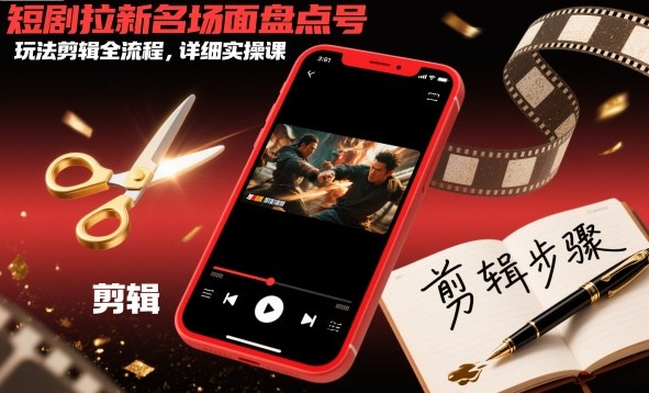 短剧拉新名场面盘点号玩法剪辑全流程，详细实操课-AI创作学习-提示词应用-短视频玩法野草AI资源学习网