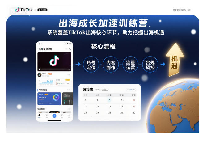 出海成长加速训练营，系统覆盖TikTok出海核心环节，助力把握出海机遇（更新）-AI创作学习-提示词应用-短视频玩法野草AI资源学习网
