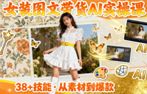 AI带货：女装图文带货的AI实操课，覆盖38个实用技能，快速提升素材制作效率【推荐】-AI创作学习-提示词应用-短视频玩法野草AI资源学习网