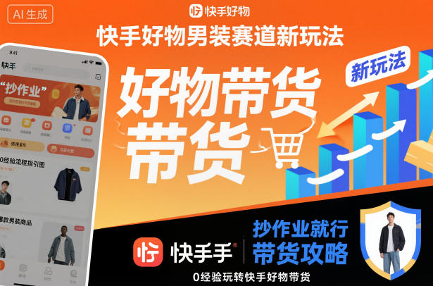 快手好物带货：男装赛道，新玩法，抄作业就行，0经验玩转快手好物带货-AI创作学习-提示词应用-短视频玩法野草AI资源学习网