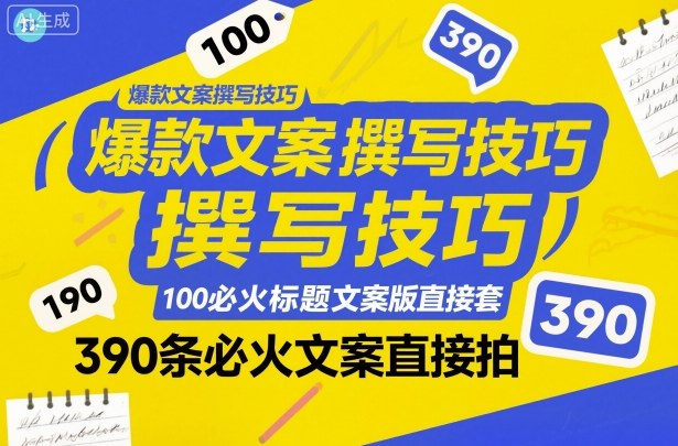 爆款文案撰写技巧，100个必火标题文案模版直接套，390条必火文案直接拍-AI创作学习-提示词应用-短视频玩法野草AI资源学习网