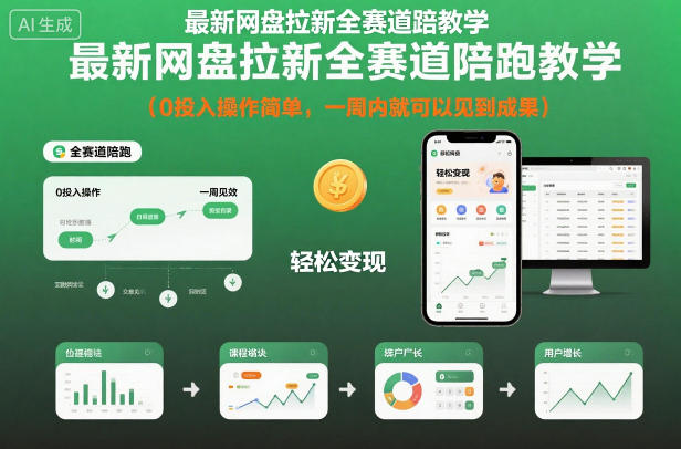 网盘拉新：全赛道陪跑教学，0投入操作简单，一周内就可以见到成果-AI创作学习-提示词应用-短视频玩法野草AI资源学习网