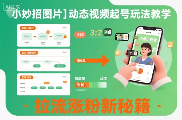 小妙招图片＋动态视频起号玩法教学，拉流涨粉新秘籍-AI创作学习-提示词应用-短视频玩法野草AI资源学习网