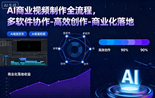 AI商业视频制作全流程，多软件协作-高效创作-商业化落地-AI创作学习-提示词应用-短视频玩法野草AI资源学习网