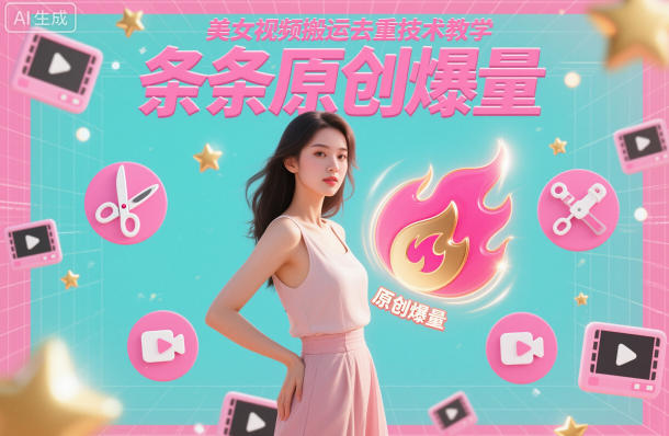 美女视频搬运去重技术教学，条条原创爆量-AI创作学习-提示词应用-短视频玩法野草AI资源学习网