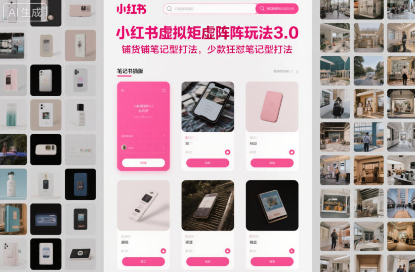 小红书虚拟矩阵玩法3.0，铺货铺笔记型打法，少款狂怼笔记型打法-AI创作学习-提示词应用-短视频玩法野草AI资源学习网