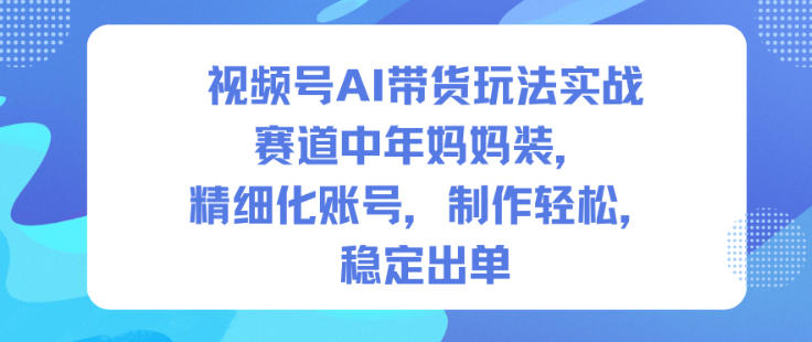 AI带货玩法实战，赛道中年妈妈装，精细化账号，制作轻松，稳定出单-AI创作学习-提示词应用-短视频玩法野草AI资源学习网