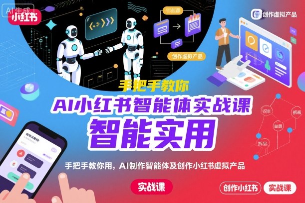 AI小红书智能体实战课，手把手教你用AI制作智能体及创作小红书虚拟产品，提效+内容商业化-AI创作学习-提示词应用-短视频玩法野草AI资源学习网