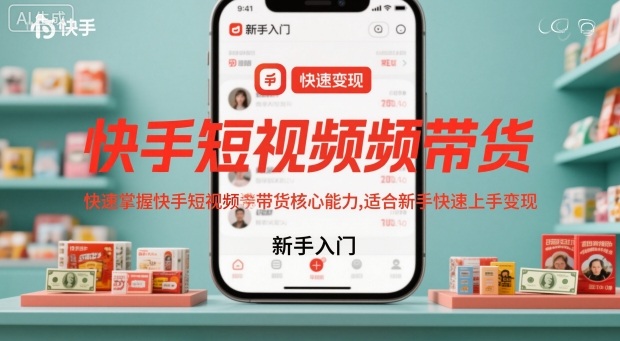 快手短视频带货：快速掌握短视频带货核心能力，适合新手快速上手变现-AI创作学习-提示词应用-短视频玩法野草AI资源学习网