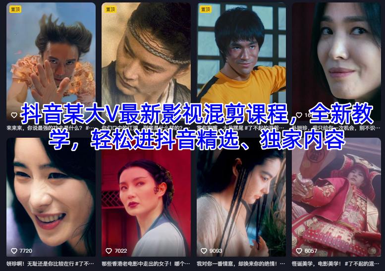 抖音某大V最新影视混剪课程，全新教学，轻松进抖音精选、独家内容-AI创作学习-提示词应用-短视频玩法野草AI资源学习网