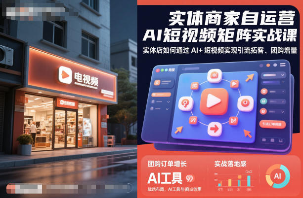 实体商家自运营：AI短视频矩阵实战课，实体店如何通过AI+短视频实现引流拓客、团购增量-AI创作学习-提示词应用-短视频玩法野草AI资源学习网