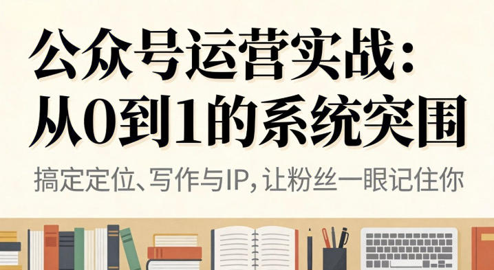公众号运营实战，从定位到变现的全流程，从0到1的突围-AI创作学习-提示词应用-短视频玩法野草AI资源学习网