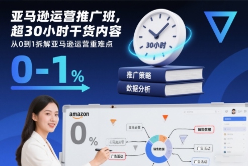 亚马逊运营推广班，超30小时干货内容，从0到1拆解亚马逊运营重难点-AI创作学习-提示词应用-短视频玩法野草AI资源学习网