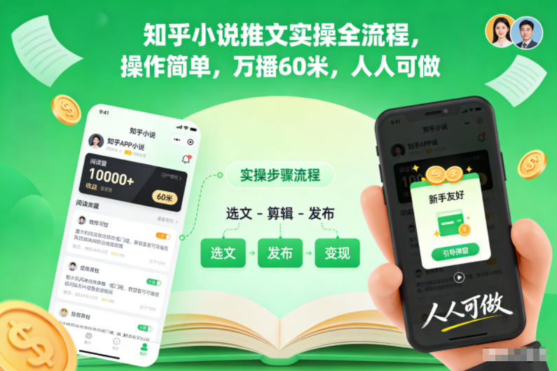 知乎小说推文实操全流程，操作简单，万播60米，人人可入-AI创作学习-提示词应用-短视频玩法野草AI资源学习网