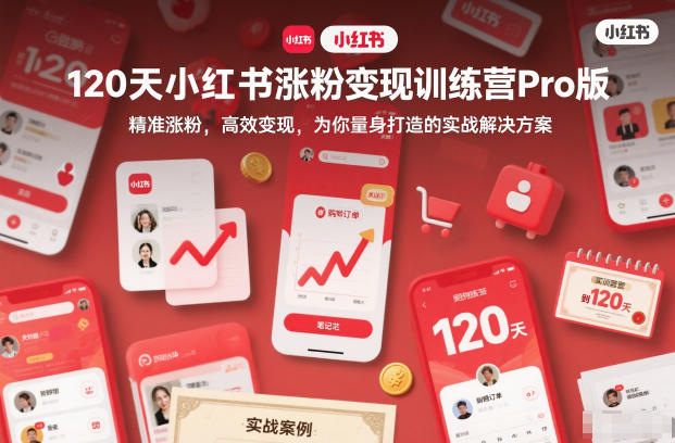 120天小红书涨粉变现训练营Pro版：​精准涨粉，高效变现​，为你量身打造的实战解决方案-AI创作学习-提示词应用-短视频玩法野草AI资源学习网