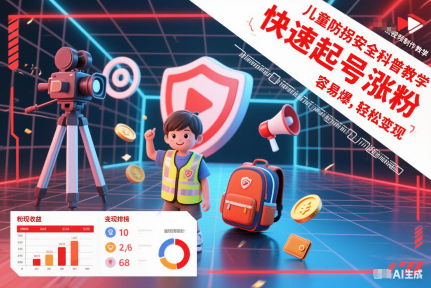 儿童防拐安全科普知识视频制作教学，快速起号涨粉，容易爆，轻松变现-AI创作学习-提示词应用-短视频玩法野草AI资源学习网