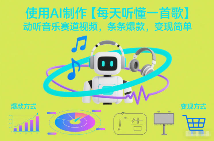 用AI制作【每天听懂一首歌】动听音乐赛道视频，条条爆款，变现简单-AI创作学习-提示词应用-短视频玩法野草AI资源学习网