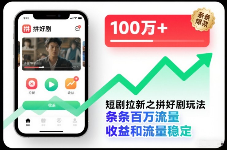 短剧拉新之：拼好剧玩法，条条百万流量，收益和流量稳定-AI创作学习-提示词应用-短视频玩法野草AI资源学习网
