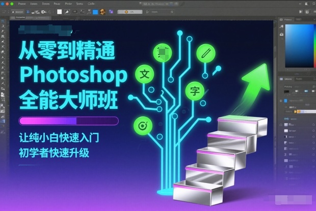 从零到精通Photoshop全能大师班，让纯小白快速入门，初学者快速升级-AI创作学习-提示词应用-短视频玩法野草AI资源学习网