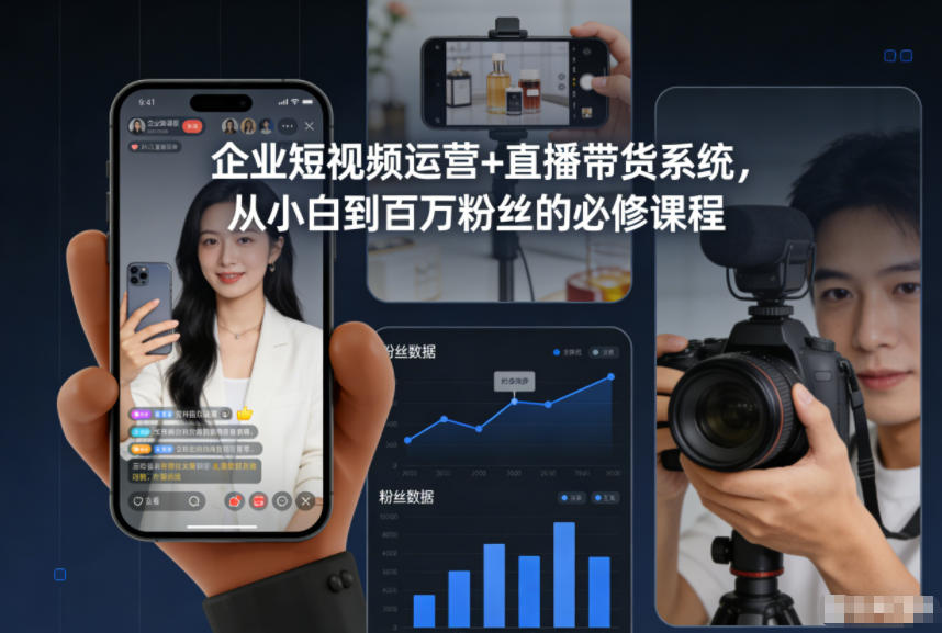 短视频运营+直播带货，从小白到百万粉丝的全过程-AI创作学习-提示词应用-短视频玩法野草AI资源学习网