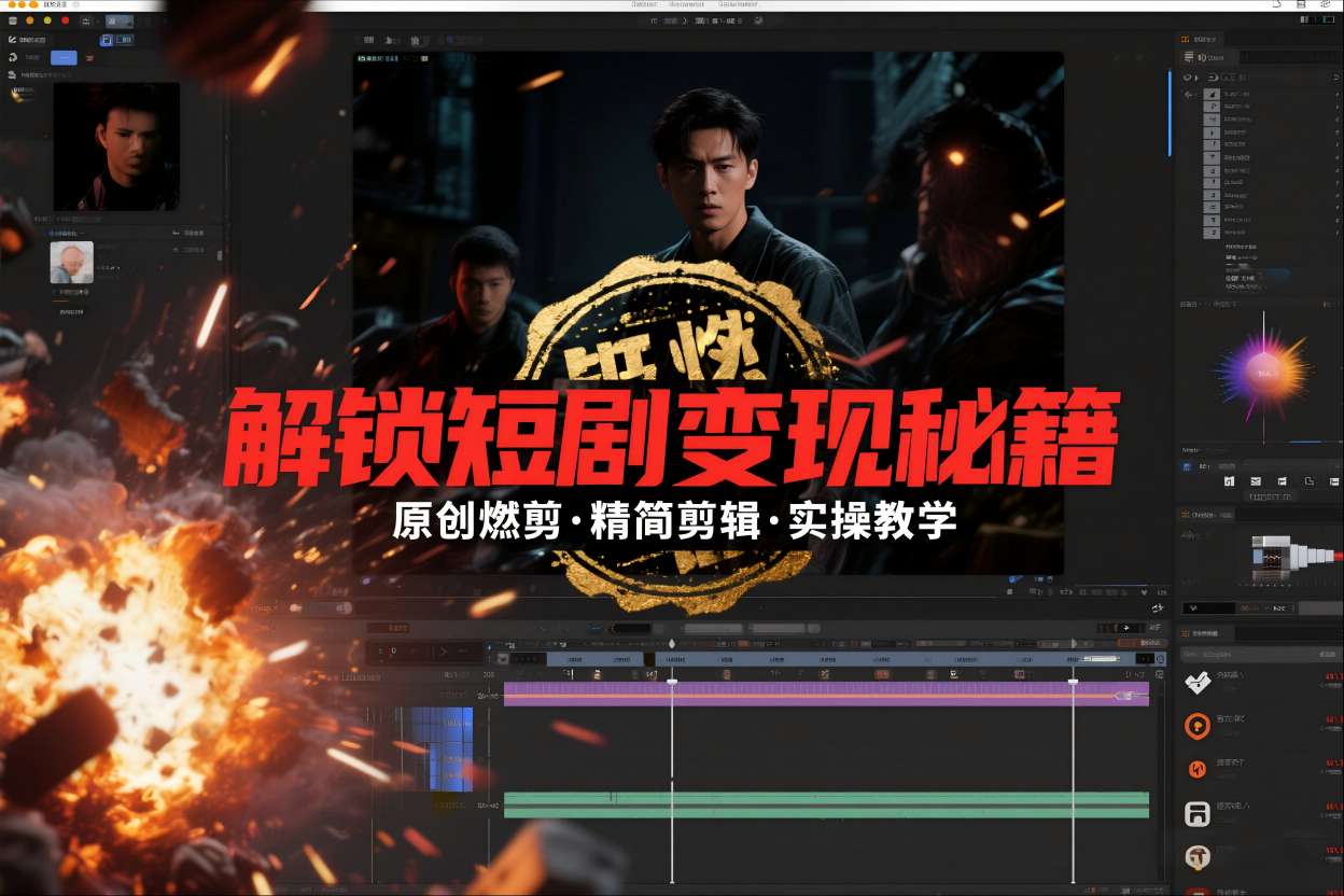 短剧拉新之原创燃剪精简剪辑实操课，解锁短剧变现秘籍-AI创作学习-提示词应用-短视频玩法野草AI资源学习网