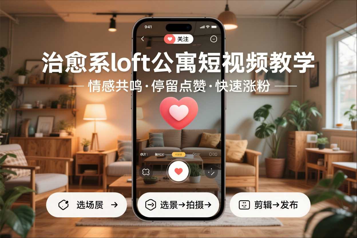 治愈系loft公寓短视频制作教学，情感共鸣引停留点赞关注，快速起号涨粉-AI创作学习-提示词应用-短视频玩法野草AI资源学习网