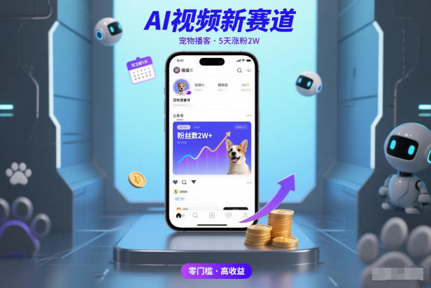 AI视频新赛道，宠物播客仅注册5天、涨粉2W，收益非常可观-AI创作学习-提示词应用-短视频玩法野草AI资源学习网