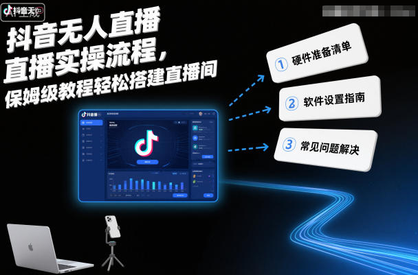 抖音无人直播实操流程，保姆级教程搭建直播间-AI创作学习-提示词应用-短视频玩法野草AI资源学习网