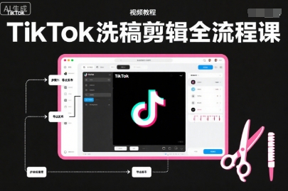 TikTok洗稿剪辑全流程课，PR洗稿剪辑全流程，TK洗稿运营-AI创作学习-提示词应用-短视频玩法野草AI资源学习网