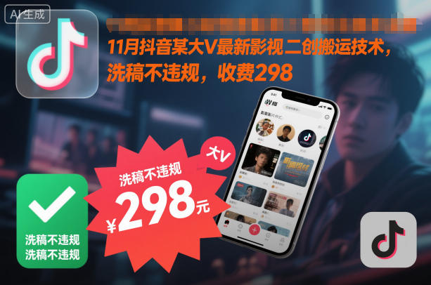 11月抖音某大V最新影视二创搬运技术，洗稿不违规，纯小白可干-AI创作学习-提示词应用-短视频玩法野草AI资源学习网