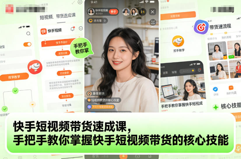 快手短视频带货速成课，手把手教你掌握快手短视频带货的核心技能-AI创作学习-提示词应用-短视频玩法野草AI资源学习网