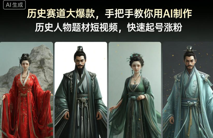历史赛道大爆款，手把手教你用：AI制作历史人物题材短视频，快速起号涨粉-AI创作学习-提示词应用-短视频玩法野草AI资源学习网