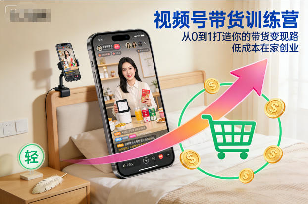 视频号带货训练营，从0到1，打造你的带货变现路，低成本在家创业-AI创作学习-提示词应用-短视频玩法野草AI资源学习网